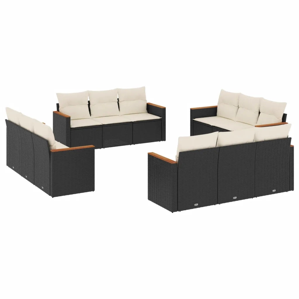 Set Divani da Giardino 12 pz con Cuscini Nero in Polyrattancod mxl 88944