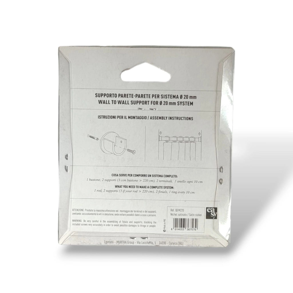 SUPPORTO PARETE - PARETE DIAM. 20 MM NICHEL SATINATO