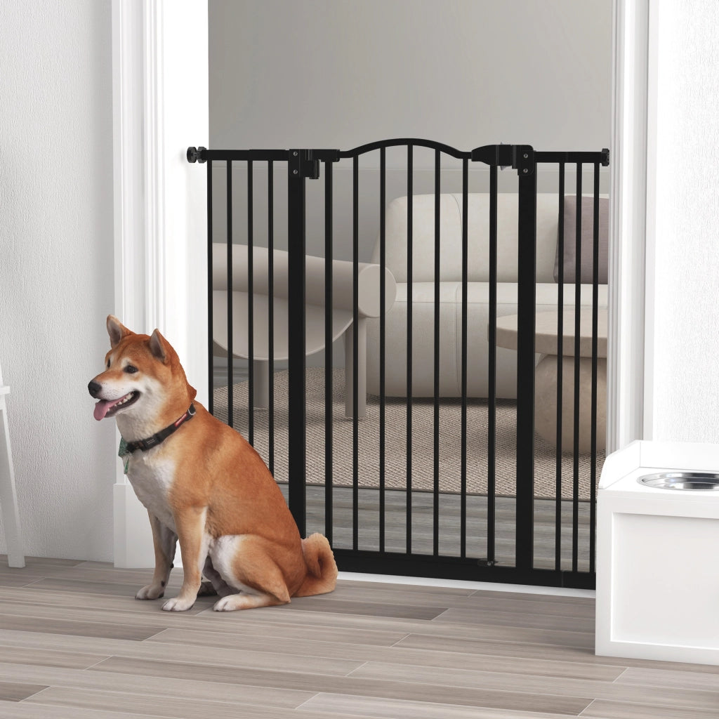 Cancelletto Estensibile per Cani ¨C Xylo ¨C Metallo e Plastica Nero 74-100x94 cm