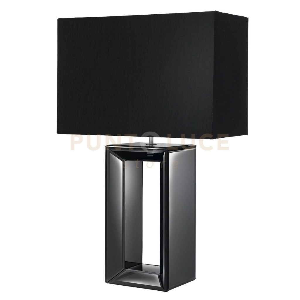 Lampada da tavolo a specchio - Vetro specchiato fumé e finta seta nera