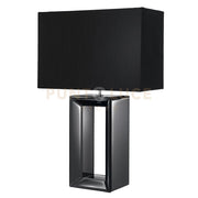 Lampada da tavolo a specchio - Vetro specchiato fumé e finta seta nera
