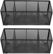 Organizzatore per ufficio - Pennaio per multifunzione - 4 Compartimenti - Costruzione metallica - Design elegante nero - Risparmio di spazio