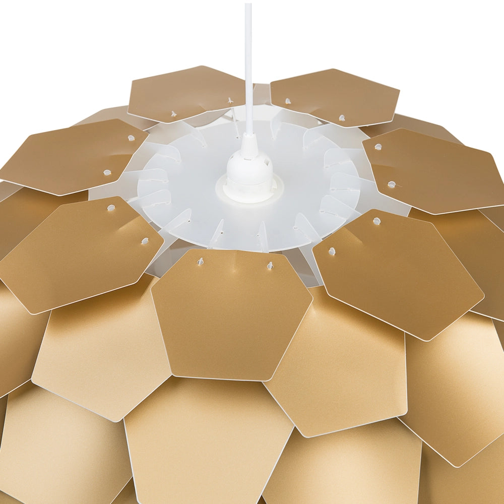 Lampadario Lampada a Sospensione con paralume a forma di globo a forma di pigna in plastica dorata