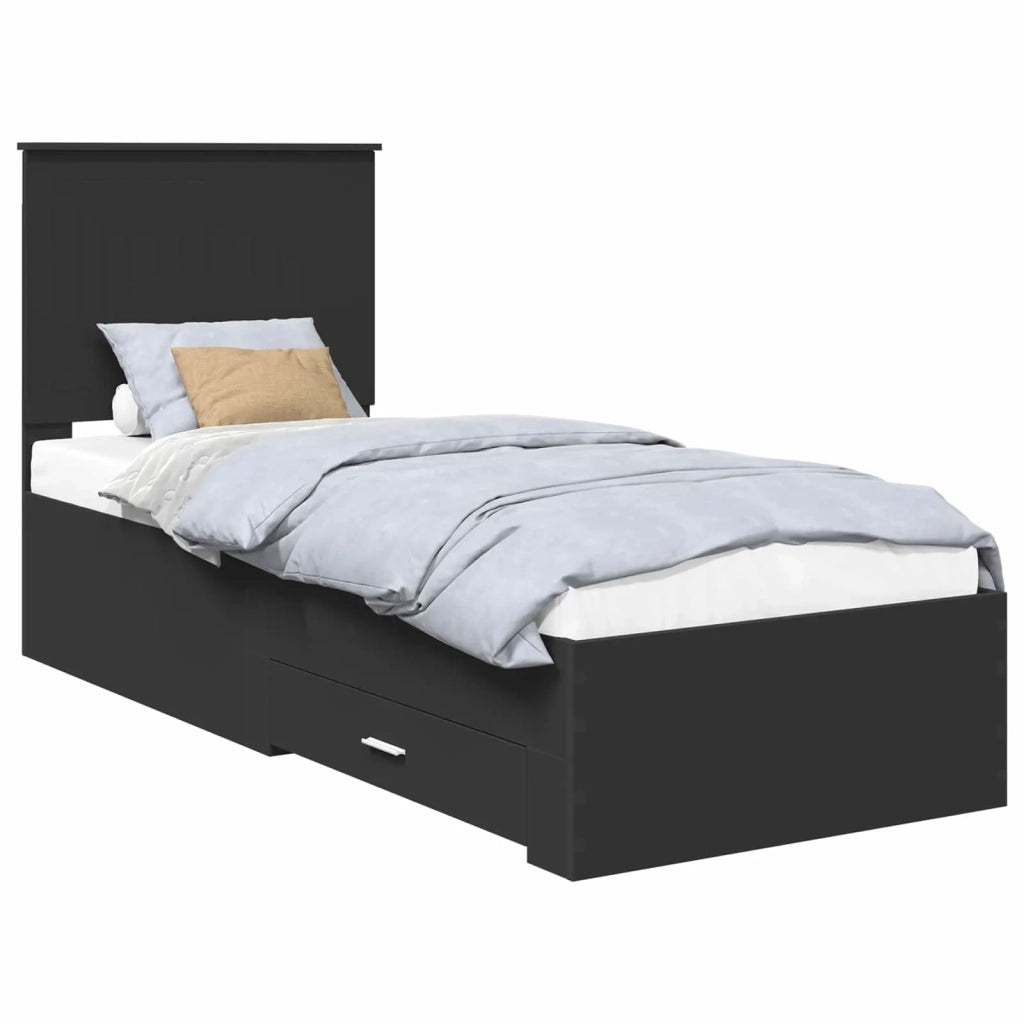 Struttura del letto con testiera Nero e Argento 70 x 190 cm