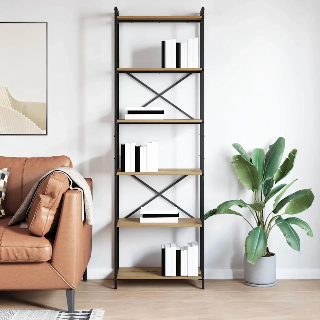 vidaXL Libreria rovere artigianale 60 x 30 x 188 cm Legno multistrato