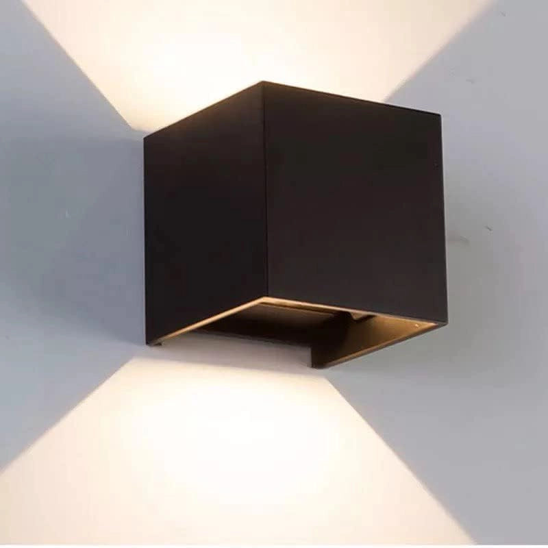 APPLIQUE LED 12W DA PARETE PER ESTERNO IP65 CUBO NERO - EFFETTO LUMINOSO BIDIREZIONALE REGOLABILE 4000K