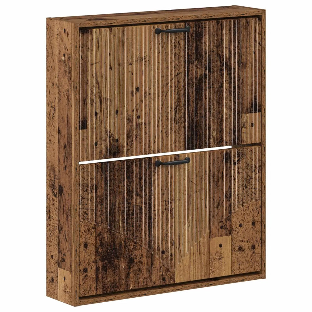 Mobiletto per Scarpe da Muro HOORN 71 x 17 x 86 cm Legno antico 897303