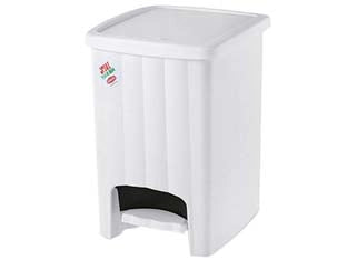 PATTUMIERA A PEDALE MARGHERITA IN POLIPROPILENE LT.20- - cm.30x26x38,5h. - colore bianco - 2 pezzi STEFANPLAST