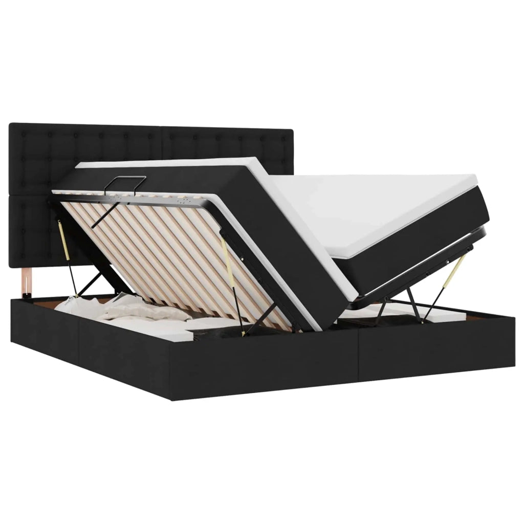 Letto con Contenitore Nero 200 x 200 cm Pelle Sintetica