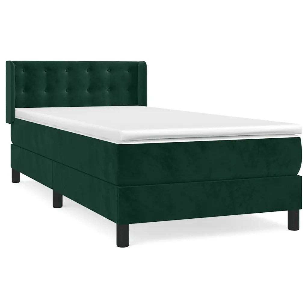 Giroletto a Molle con Materasso Verde Scuro 90x190 cm Vellutocod mxl 122491