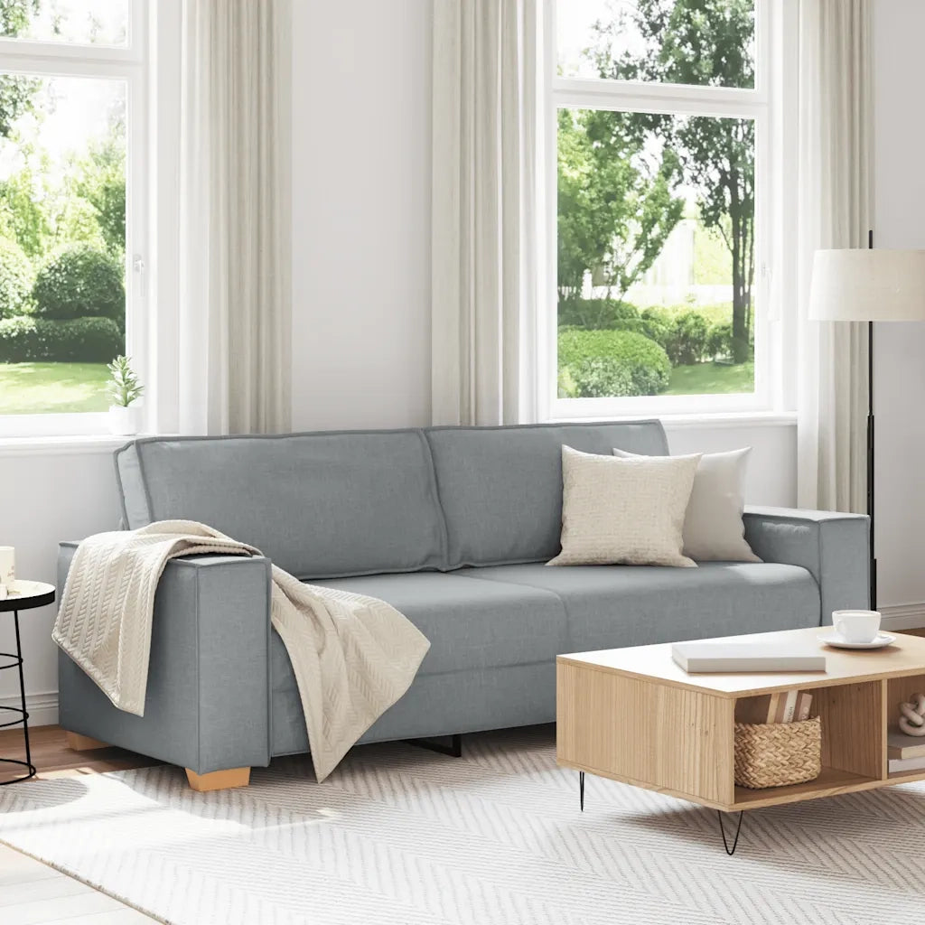 Divano | Divano da soggiorno | Sofa a 3 posti Grigio Chiaro 220x78x84 cm Tessuto