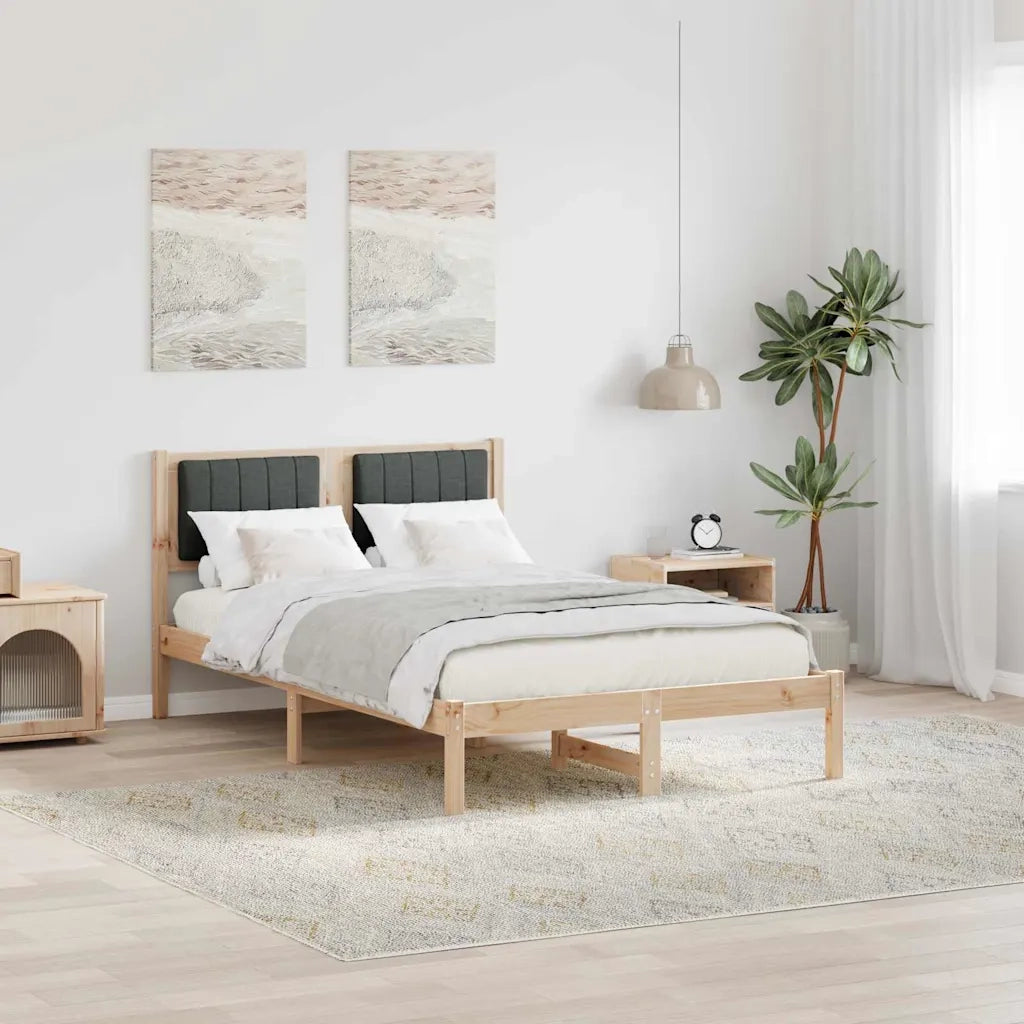 Letto con Testiera Rivestita-Struttura Letto con Testiera Grigio scuro 120 x 200 cm 452086