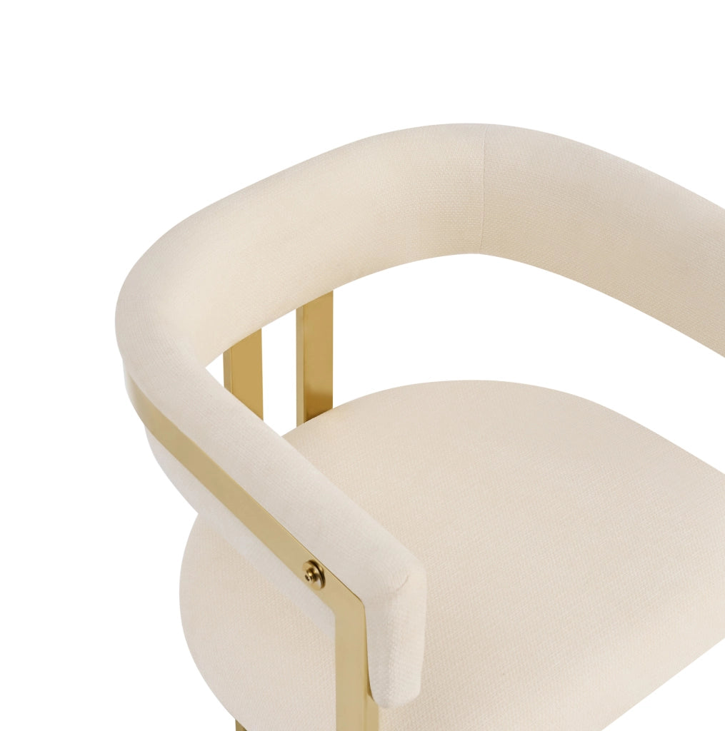 Set di 6 sedie 60.0x50.0x76.0 cm con schienale semicircolare in chenille beige e oro