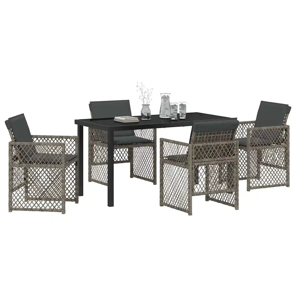 Set da Pranzo per Giardino 5 pcs Grigio polyrattan 3380626