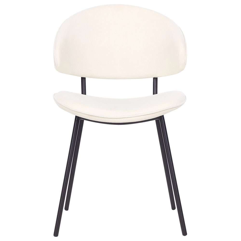 Set di 2 sedie da pranzo con sedile imbottito in tessuto crema senza braccioli schienale curvo stile moderno