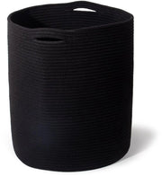 Cesto per bambini in cotone 45L (H45cm, Ø38cm), cesto per giocattoli, biancheria e asciugamani con maniglie, cesto per bambini per camera da letto, bagno e soggiorno, nero