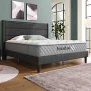 letto imbottito lino grigio scuro 140 x 200 cm