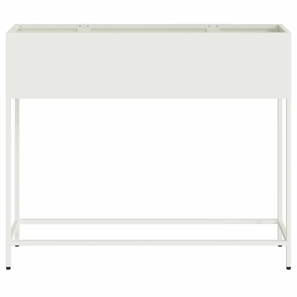 Vaso da Giardino Rialzato Bianco 100 x 26 x 82 cm Acciaio 865877