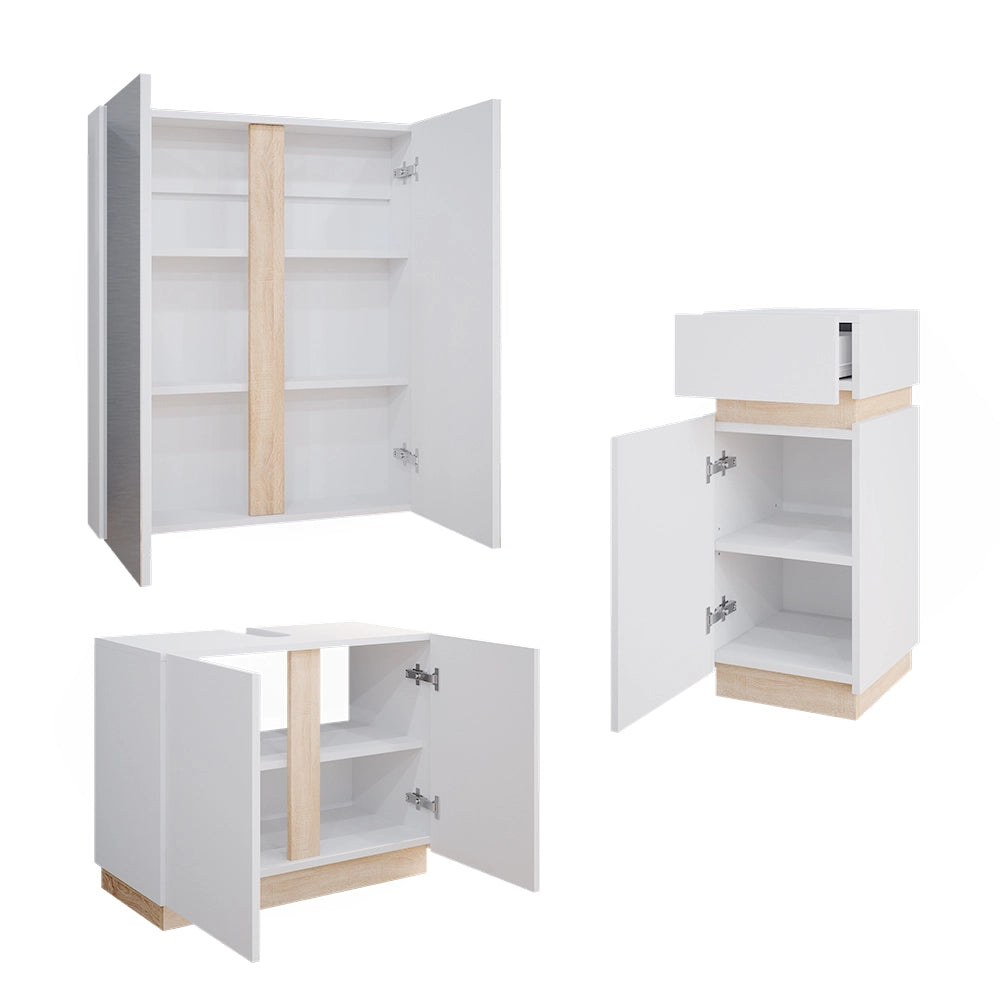 Vicco Set di mobili da bagno Bianco 3 parti, con mobile midi