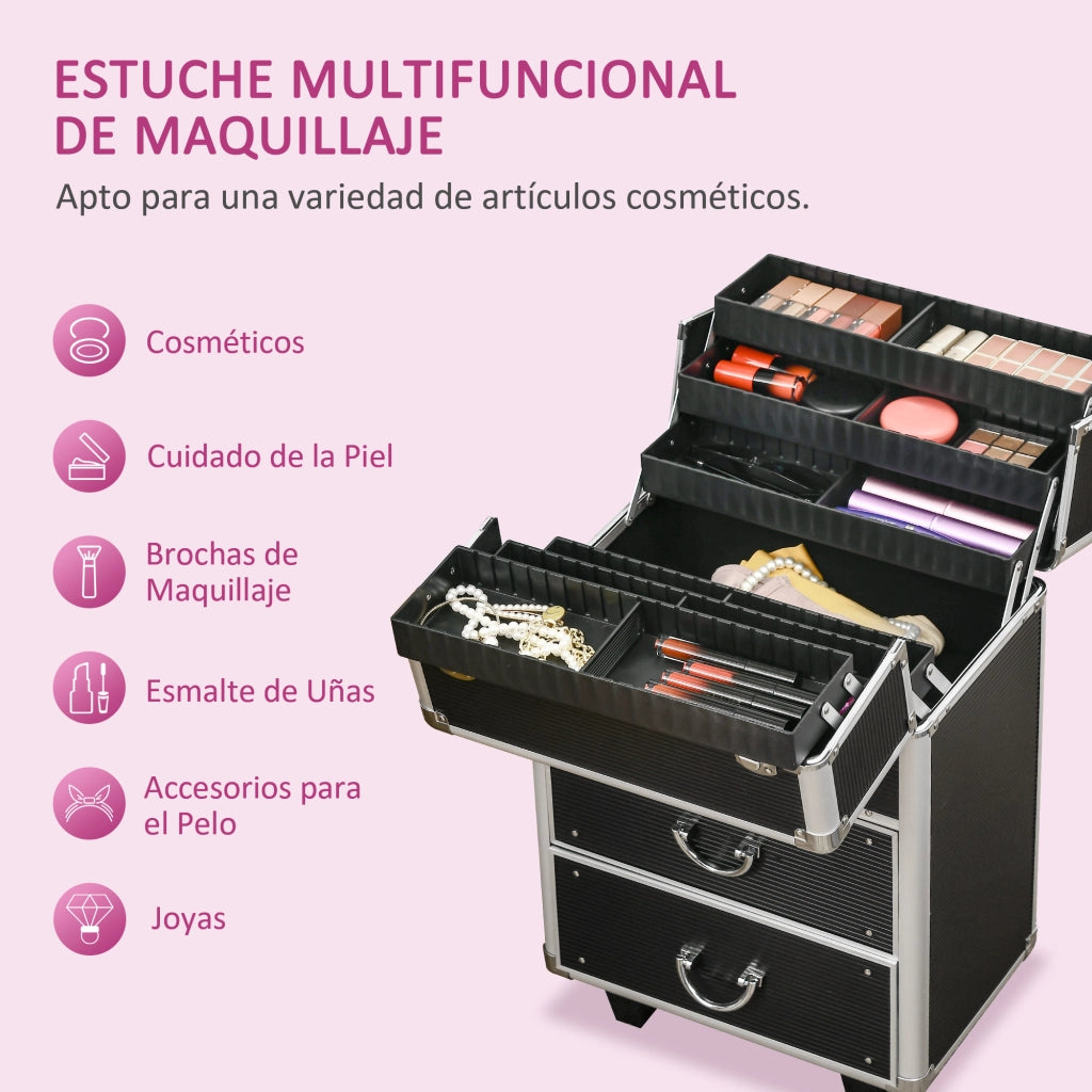 Cassettiera Trucco Professionale ¨C Zephmum ¨C Nero 36x23x58 cm
