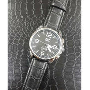 Trade Shop - Orologio Polso Zcc Z001 Uomo Silver Automatico Data Cinturino Pelle Nero Nero -