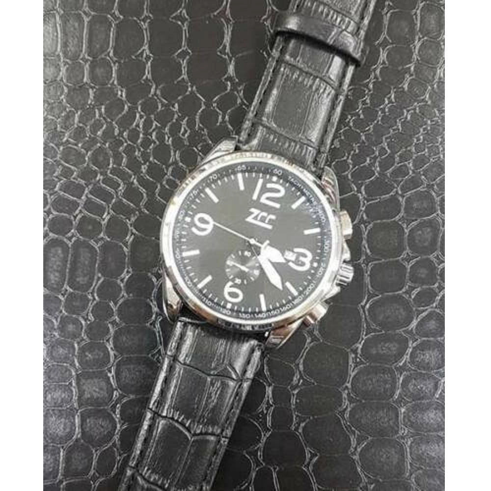 Trade Shop - Orologio Polso Zcc Z001 Uomo Silver Automatico Data Cinturino Pelle Nero Nero -