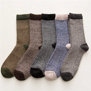 5 Paia di calze fino alle ginocchia per uomini con stile etnico ondulato per il calore in inverno