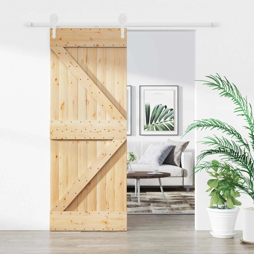 Porta scorrevole Naturale e Bianco 80 x 210 cm 3445135