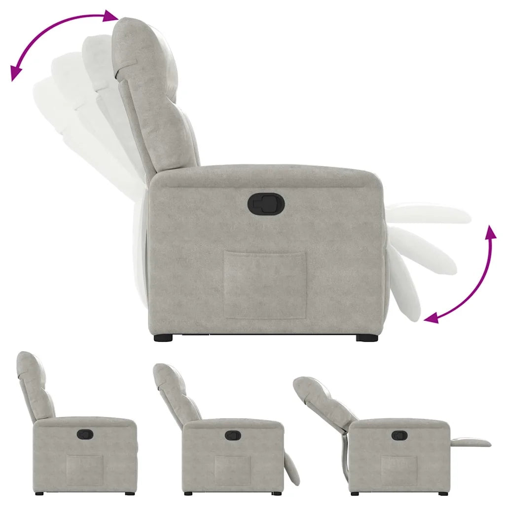 Poltrona Alzapersona Reclinabile Grigio Chiaro Microfibra 3303088