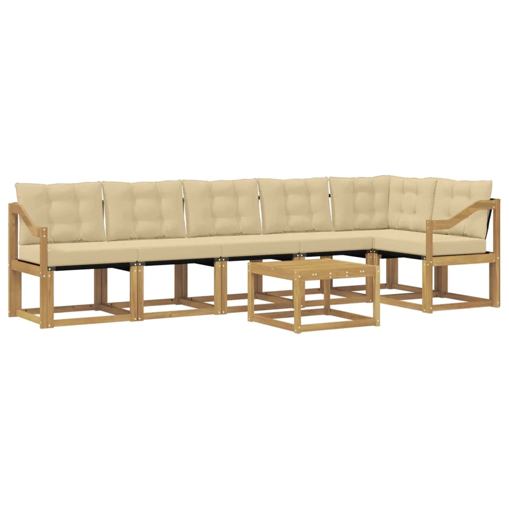 Set di divani da esterno 7 pz Bianco e Beige 3389559