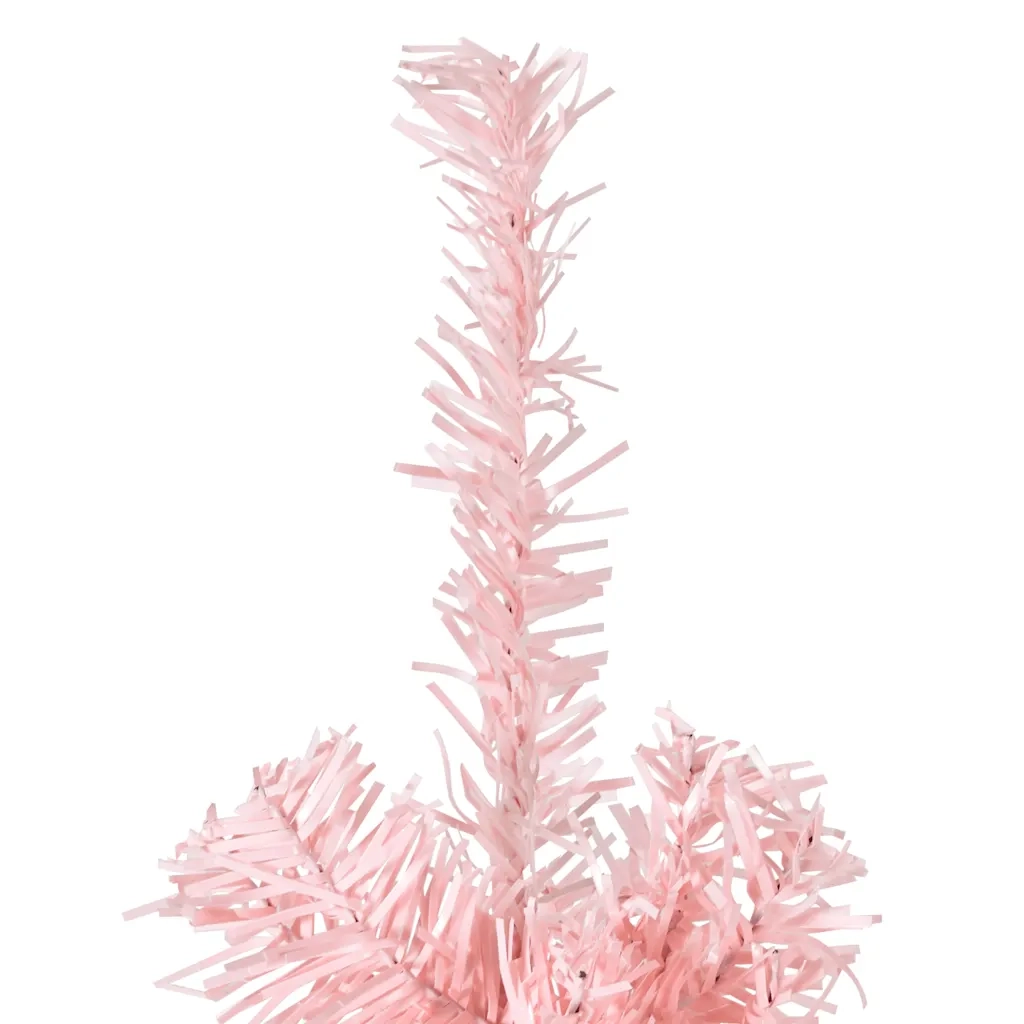 Albero Natale Artificiale Sottile a MetÃ  e Supporto Rosa 240 cm