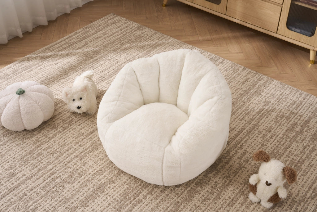 Pouf in peluche morbido ergonomico per bambini con supporto per schiena e vita, per gioco lettura relax beige