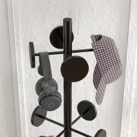 Appendiabiti da Terra con Portaombrelli e 8 Ganci a Disco in Metallo Ø34 x 177cm, Nero