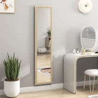 Specchio a Figura Intera con Cornice 157x37 cm, Bianco e Legno Naturale