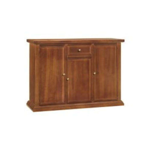 Credenza color noce con 3 ante 1 cassetto in stile classico in legno massello e mdf con rifinitura in noce lucido 120x40x88 H