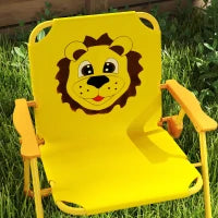 Set da Giardino per Bambini 2-5 Anni con Tavolino Rotondo, 2 Sedie Pieghevoli e un Ombrellone, Giallo