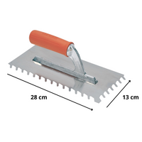 Spatola frattone dente inclinato 28x13 cm acciaio inossidabile antiruggine