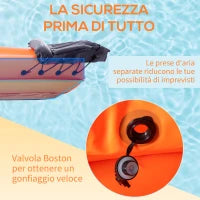 Canoa Gonfiabile 2 Posti in PVC con 2 Remi in Alluminio e Accessori, Arancione