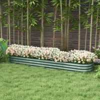 Fioriera Rialzata da Giardino in Acciaio Modulabile per Verdure, Piante, Fiori, 240 x 62 x 30cm, Verde