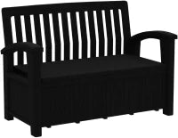 Panchina Contenitore da Giardino Patio, 227L, Effetto Legno, Grafite, 132,7x61,2x89H cm