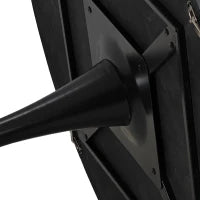 Moderno tavolo da pranzo rotondo, quattro piani in patchwork, base in metallo, 120×120×75 cm, Nero