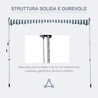 Tenda da Sole a Bracci 3x1.5m con Manovella e Struttura Telescopica, Bianco e Verde