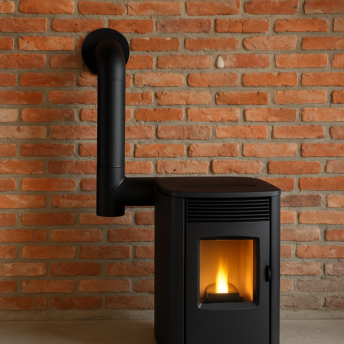 Raccordo a t arredo tappo ispezione raccolta 90° canale fumo stufa a pellet *** misura Ø 150 mm, confezione 1