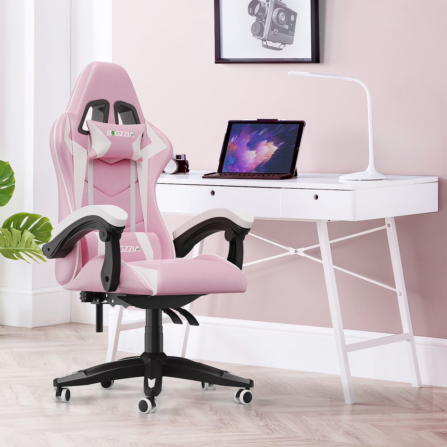 Sedia gaming Rosa - Poltrona Racing - RATTANTREE - Schienale Reclinabile, Altezza Regolabile, 360 Gradi Direzionale
