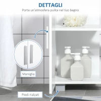 kleankin Mobile Sotto Lavabo Bagno a U con 2 Ante e Ripiano Interno Regolabile, 60x30x60cm