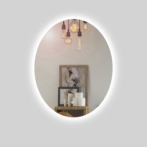 Specchio 5 mm ovale retroilluminato led interruttore touch pvc e mdf *** misure 60x80 cm, tonalità dimmerabile 2700-...