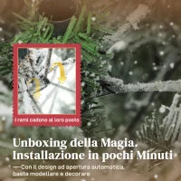 Albero di Natale Innevato Alto 150 cm con Rami Realistici e Base in Metallo Pieghevole