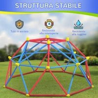 Cupola per Arrampicata Bambini 3-8 Anni, Struttura in Metallo per 4 Bimbi, Ø183x90cm, Multicolore
