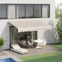 Tenda da Sole per Esterno Regolazione con Manovella, 295x245cm, Beige e Bianco