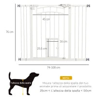 Cancellino per Cani taglia Piccola e Media con Chiusura Automatica, in Acciaio e PA, 74-100x76 cm, Bianco